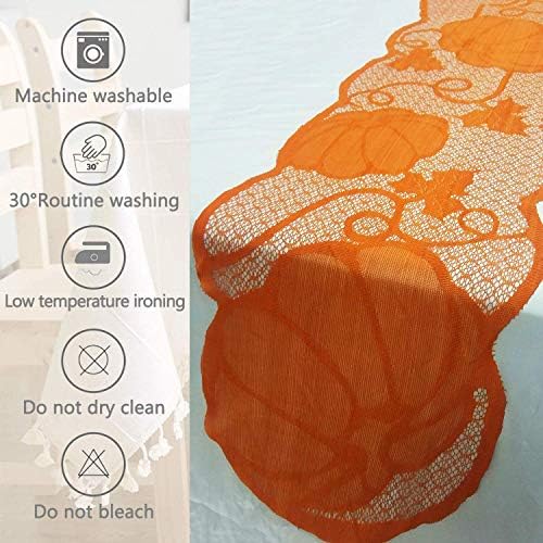 Fall Table Runner Fall Decorations for Home 13 x 72 Inch Pumpkin Lace in 13 x 72 Inch, alternate view 6
