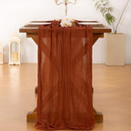 Fall Table Runner Terracotta Cheesecloth Boho Wedding Thanksgiving Decor, alternate view 2