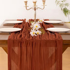 Fall Table Runner Terracotta Cheesecloth Boho Wedding Thanksgiving Decor, alternate view 5