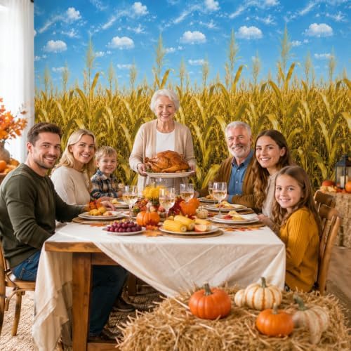 Fall Tablecloth Roll, Thanksgiving Cornfield Stalk Backdrop, alternate view 5