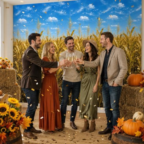 Fall Tablecloth Roll, Thanksgiving Cornfield Stalk Backdrop, alternate view 6