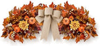 Fall Teardrop Swag Wreath for Front Door with Bow Autumn Table Centerpiece
