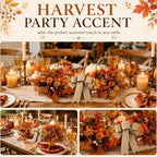 Fall Teardrop Swag Wreath for Front Door with Bow Autumn Table Centerpiece, alternate view 6