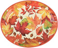 Fall Thanksgiving Maple Leaves Disposable Oval Paper Party Plates in 10 x 12 inch in orange, dark red, green