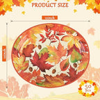 Fall Thanksgiving Maple Leaves Disposable Oval Paper Party Plates in 10 x 12 inch in orange, dark red, green, alternate view