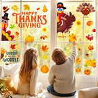 Fall Thanksgiving Window Clings Static Window Decal for Fall Décor in Brown, Yellow, alternate view 2