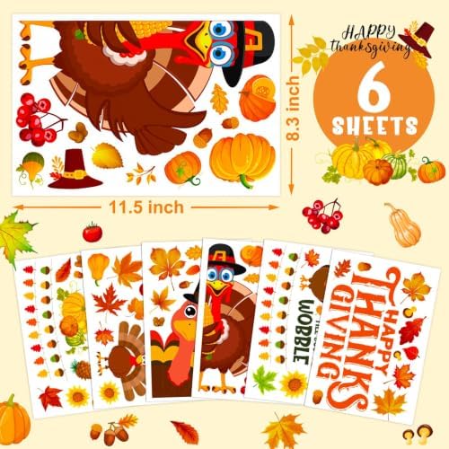 Fall Thanksgiving Window Clings Static Window Decal for Fall Décor in Brown, Yellow, alternate view 6