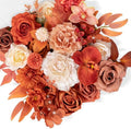 Fall Wedding Artificial Flowers Combo, Orange & Cream Roses in Terracotta Orange