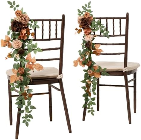 Fall Wedding Chair Decorations Brown Orange Aisle Pew Flowers