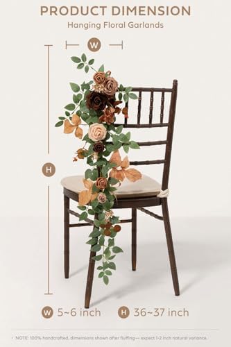 Fall Wedding Chair Decorations Brown Orange Aisle Pew Flowers, alternate view 2