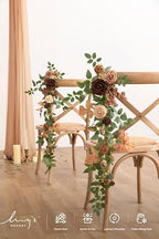 Fall Wedding Chair Decorations Brown Orange Aisle Pew Flowers, alternate view 3