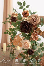 Fall Wedding Chair Decorations Brown Orange Aisle Pew Flowers, alternate view 4