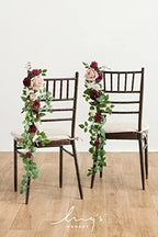 Fall Wedding Chair Decorations Marsala Blush Aisle Flowers, alternate view 2