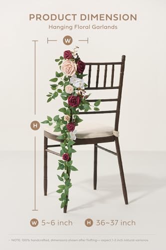 Fall Wedding Chair Decorations Marsala Blush Aisle Flowers, alternate view 3