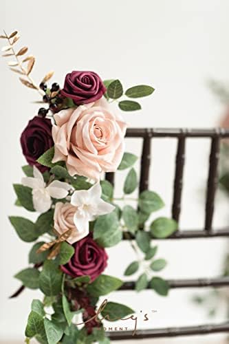 Fall Wedding Chair Decorations Marsala Blush Aisle Flowers, alternate view 4
