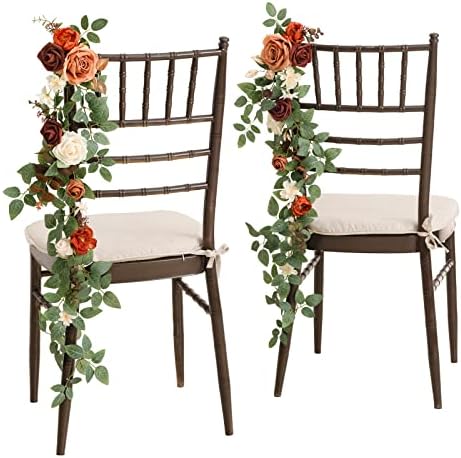 Fall Wedding Chair Decorations Orange Terracotta Aisle Flower
