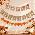 Fall Wildflower Garland Burlap Floral Birthday Banner