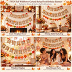 Fall Wildflower Garland Burlap Floral Birthday Banner, alternate view 7