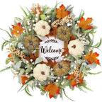 Fall Wreath 23’’ for Front Door with Sign for Thanksgiving Autumn