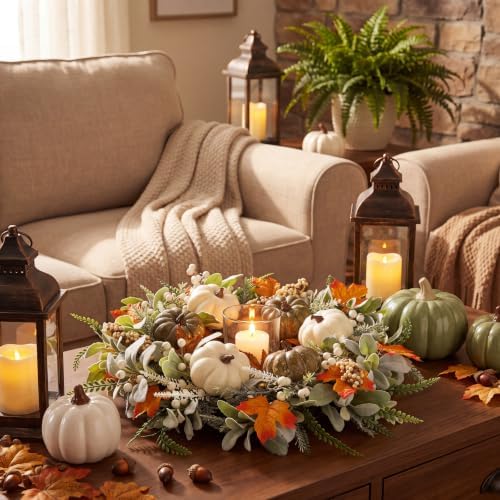 Fall Wreath 23’’ for Front Door with Sign for Thanksgiving Autumn, alternate view 5