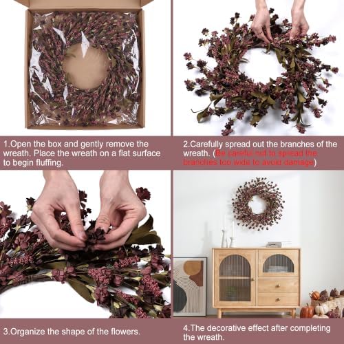 Fall Wreath, 24 Inch Fall Wreaths for Front Door, alternate view 4