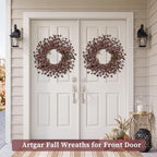 Fall Wreath, 24 Inch Fall Wreaths for Front Door, alternate view 6