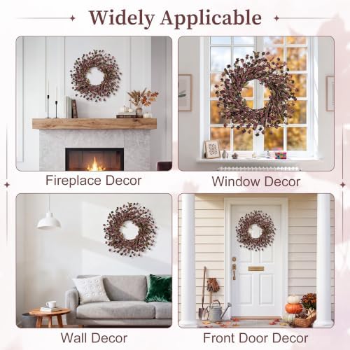Fall Wreath, 24 Inch Fall Wreaths for Front Door, alternate view 7