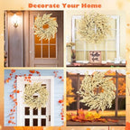 Fall Wreath Artificial 24 inch White Berry Wreaths, alternate view 5