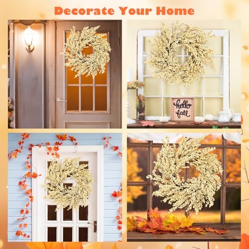 Fall Wreath Artificial 24 inch White Berry Wreaths, alternate view 5