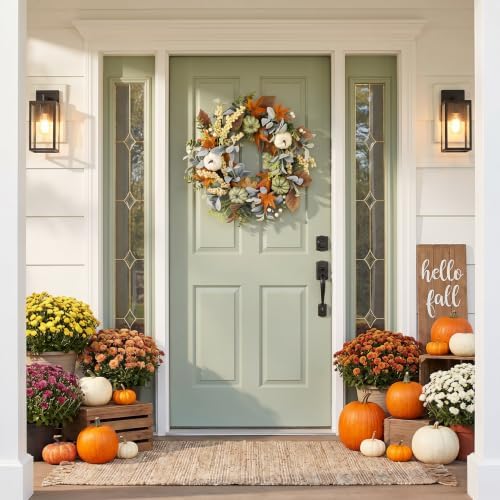 Fall Wreath for Front Door 20 Inch Autumn Wreath, alternate view 2