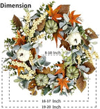 Fall Wreath for Front Door 20 Inch Autumn Wreath, alternate view 4