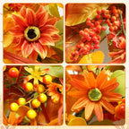 Fall Wreath for Front Door, 24 Inch Autumn Wreath with Berries, Lemon Leaves, Oak Leaves, and Maple Leaves Fall, alternate