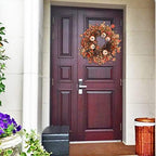 Fall Wreath for Front Door Artificial Autumn Grapevine Wreath with Berry Branches Farmhous Maple Leaves Wreath, alternate