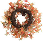 Fall Wreath for Front Door Artificial Autumn Grapevine Wreath with Berry Branches Farmhous Maple Leaves Wreath, alternate