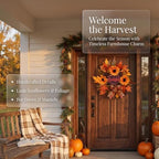 Fall Wreath for Front Door, Autumn Sunflower Wreath, Harvest Decor in Orange, alternate view 2