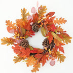 Fall Wreaths for Front Door 19 inch Fall Wreath Artificial Maple Leaves Pine Cones with Berry Autumn Leaf