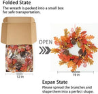 Fall Wreaths for Front Door 19 inch Fall Wreath Artificial Maple Leaves Pine Cones with Berry Autumn Leaf, alternate view 6