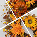 Fall Wreaths for Front Door 20 Inch Artificial Fall Wreath Autumn Flower Wreath with Sunflower Daisy Dahlia, alternate view 5