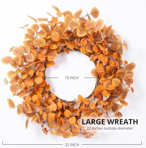 Fall Wreaths for Front Door 22 Inch Autumn Outdoor Wreath, alternate view 3