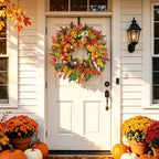 Fall Wreaths for Front Door 24" Fox Fall Door Wreath with Forest Mushrooms, alternate view 3