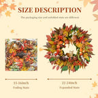 Fall Wreaths for Front Door 24" Fox Fall Door Wreath with Forest Mushrooms, alternate view 5
