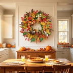 Fall Wreaths for Front Door 24" Fox Fall Door Wreath with Forest Mushrooms, alternate view 6