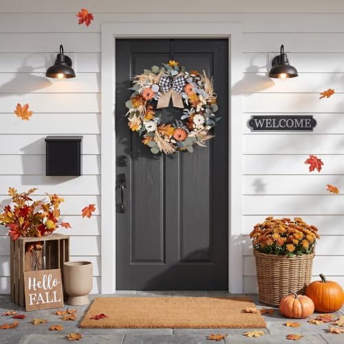 Fall Wreaths for Front Door - 24 Inch Autumn Harvest Wreath, alternate view 4