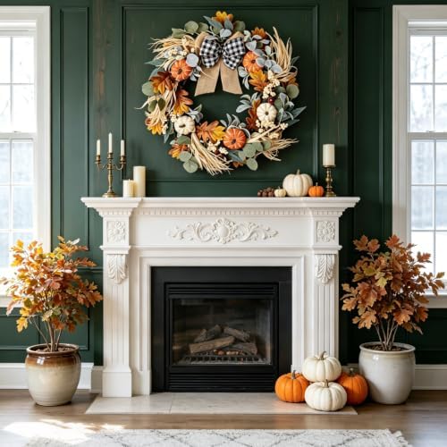 Fall Wreaths for Front Door - 24 Inch Autumn Harvest Wreath, alternate view 5