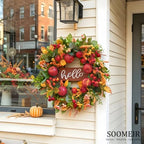 Fall Wreaths for Front Door 24 Inch Autumn Rustic Harvest Apple Wreath in Red, alternate view 6