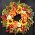 Fall Wreaths for Front Door, 24 Inch Autumn Wreath Luxury Harvest and Thanksgiving Indoor & Outdoor, Fall Door
