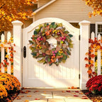 Fall Wreaths for Front Door 24 Inch Harvest Thanksgiving Autumn Wreath, alternate view 2