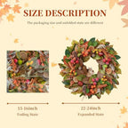 Fall Wreaths for Front Door 24 Inch Harvest Thanksgiving Autumn Wreath, alternate view 3