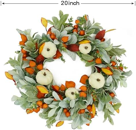 Fall Wreaths for Front Door Autumn Pumpkin Wreath for Home Decor, alternate view 2