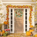 Fall Wreaths for Front Door Autumn Pumpkin Wreath for Home Decor, alternate view 3